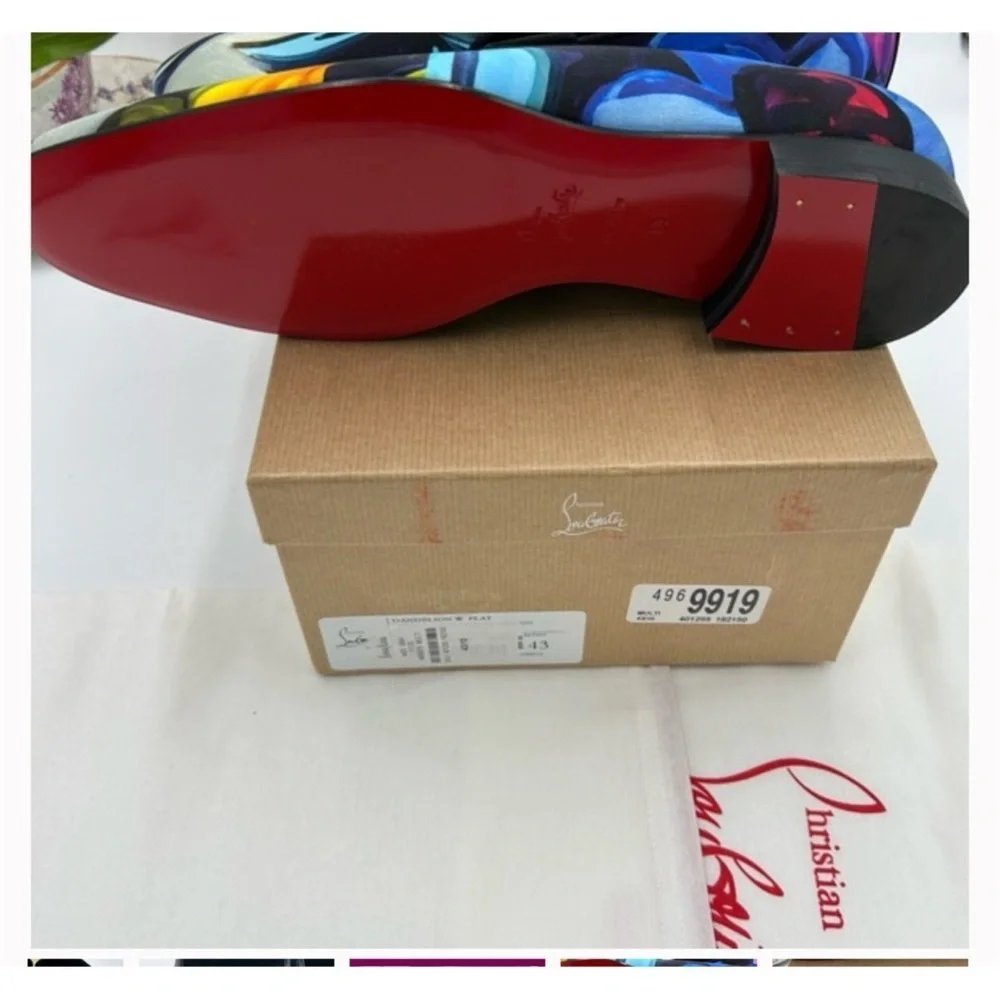 Christian Louboutin, dandy chick roses, satin loafers size 42made Italy